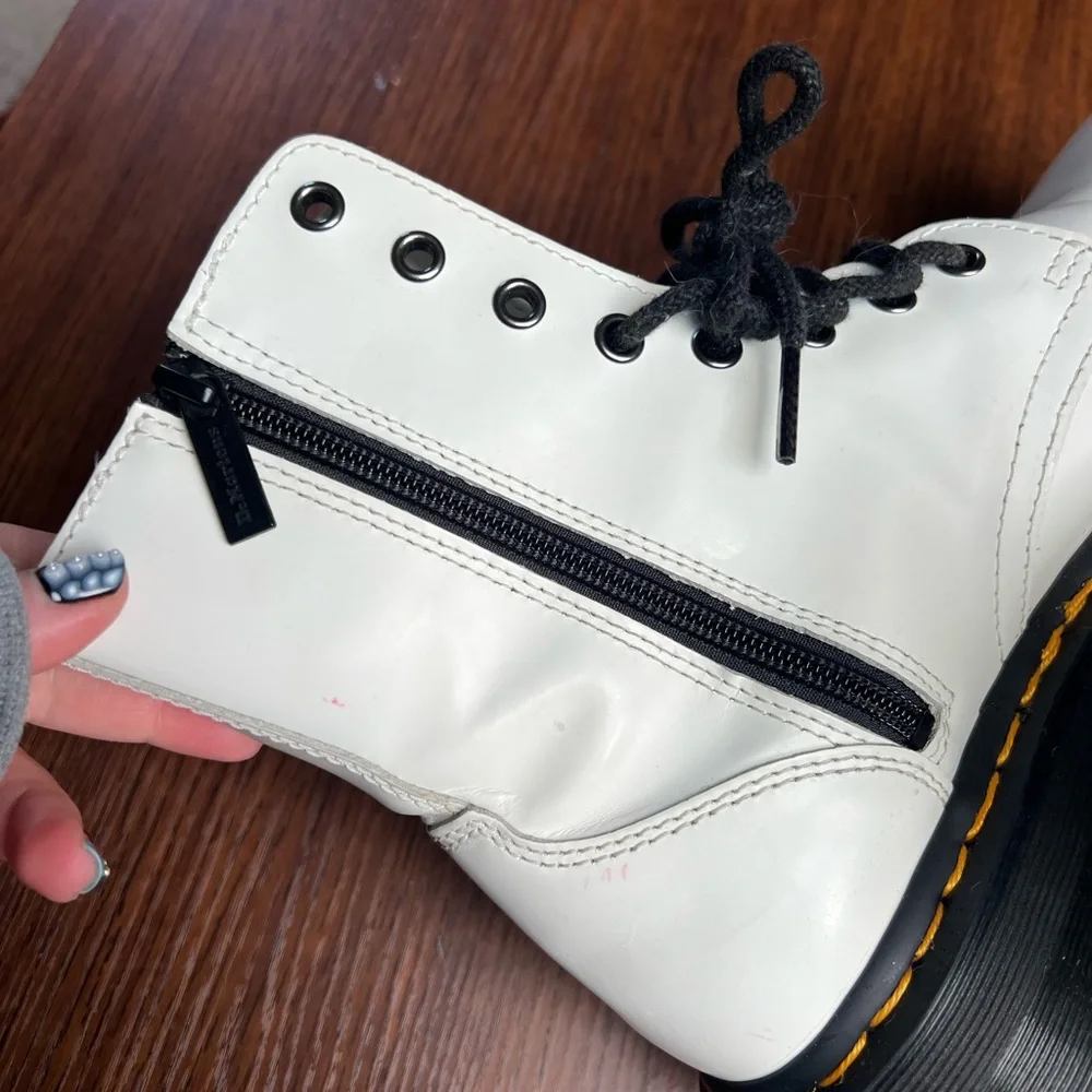 Dr. Martens White Platform Leather Women's Boots - Picture 8 of 9